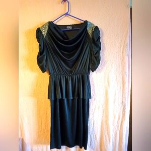 Vintage 80s Cybil Stewart Black And Silver Dress